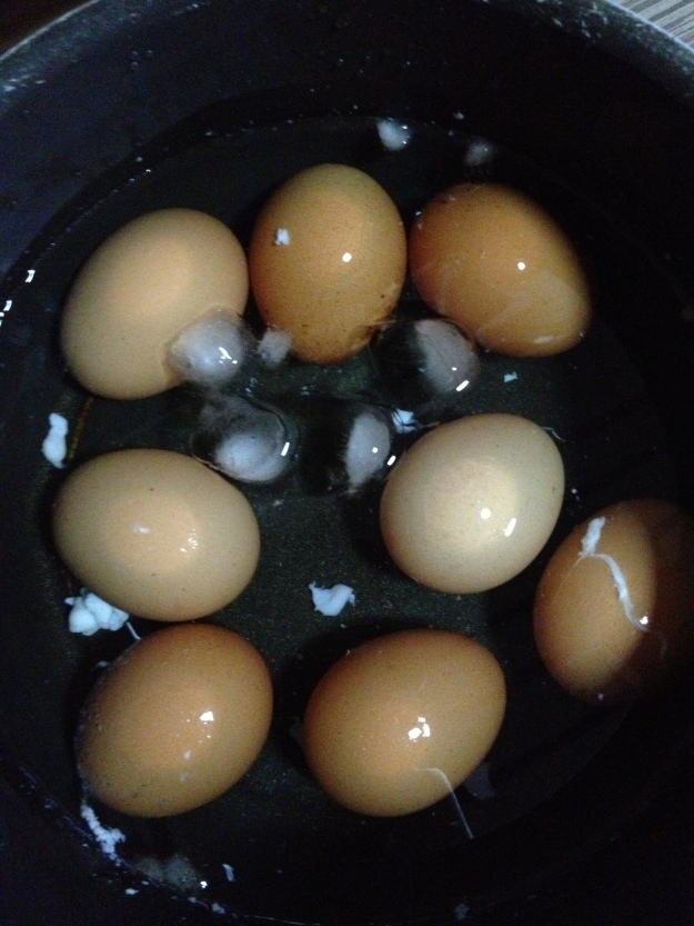 Cool the eggs in ice bath