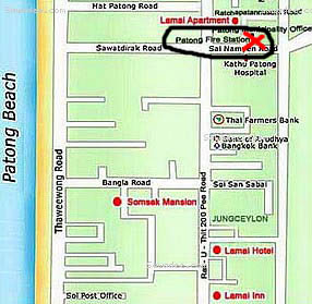 Map we use to navigate! Red cross is the fire station!